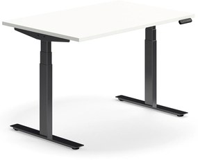 Výškovo nastaviteľný stôl QBUS, rovný, 1200x800 mm, čierny rám, biela