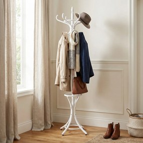 Drevený stojanový vešiak s držiakom dáždnikov, orech