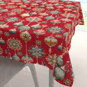 Biante Bavlnený štvorcový obrus Sandra SA-528 Vianočné banky na červenom 60x60 cm