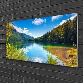 Skleneny obraz Hory les príroda jazero 140x70 cm