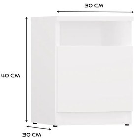 Noční stolek Galax 1D 30 cm bílý