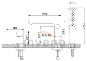 Invena Dokos, 3-otvorová vaňová batéria, biela-chrómová, INV-BW-19-S02-V