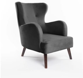 Tmavosivé zamatové kreslo ušiak Noemye – Bonami Selection