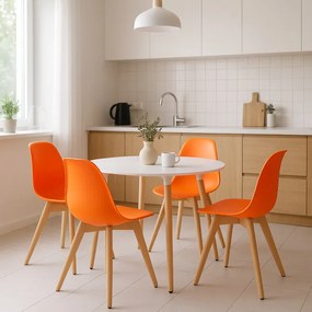 Set styroch jedálenských stoličiek KITO oranžové / naturálne nohy (4 ks)