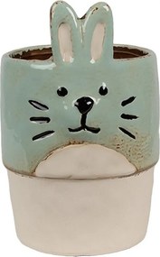 Mintový keramický kvetináč v tvare králika Rabbit - Ø 11*17 cm