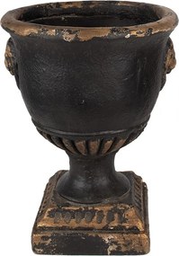 Čierno-hnedý antik kvetináč v tvare čaše Baroque - Ø 33*42 cm