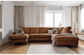 Oranžovohnedá menčestrová rozkladacia rohová pohovka (pravý roh) Lofty Lilly – Miuform