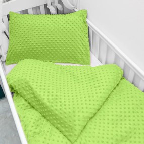 Biante Detské posteľné obliečky do postieľky Minky 3D bodky MKP-007 Hráškovo zelené Do postieľky 90x140 a 50x70 cm