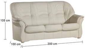 Kožená rozkladacia trojsedačka Jupiter - smotanová (G105)