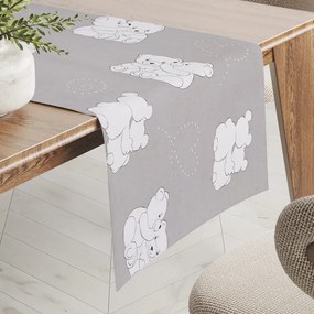 Biante Detský bavlnený behúň na stôl Sandra SA-733 Zamilované ľadové medvede na svetlo sivom 45x160 cm