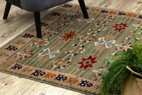 Koberec KESHAN, strapce 6902/53533 zelený / terakota