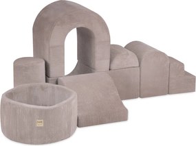 Ihrisko Zámok s bazénom + 150 loptičiek (perleť, zlato), béžový prémiový menčester