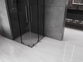 Mexen Velar Duo, sprchový kút s posuvnými dverami 90 x 90 cm, 8mm šedé sklo, brúsený grafit, 871-090-090-42-95