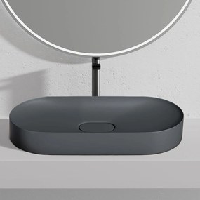 Umývadlo na dosku z konglomerátu REA IRIS 70x35 cm, sivá matná