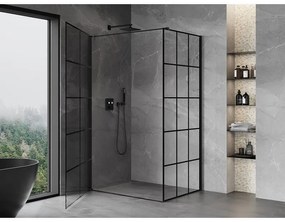 Mexen Mist-B, 1-krídlový výklopný sprchový kút, ľavý, 70 x 85 cm, číre sklo-čierna mriežka, 8A2T-070-085-70-77-L