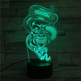3Dmix 3DL-BTC030 – 3D LED nočná lampa - Lebka s hadom (Bluetooth reproduktor - farba čierna)