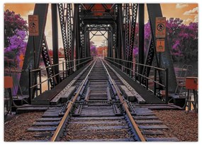Sklenený obraz železničného mosta (70x50 cm)