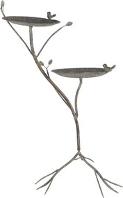 Zeleno hnedé antik kovové krmítko pre vtáčiky Birdie - 38*43*78 cm