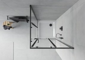 Mexen Rio štvorcová sprchová kabína 70 x 70 cm, transparentná, čierna + vanička Flat, biela - 860-070-070-70-00-4010B