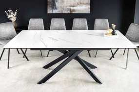 Rozťahovací keramický stôl Halia 160-200 cm biely mramor