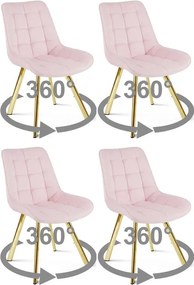 Stolička SORIA 360 – ružový zamat / zlaté nohy × 4