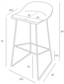 LINEA barová stolička 75 cm