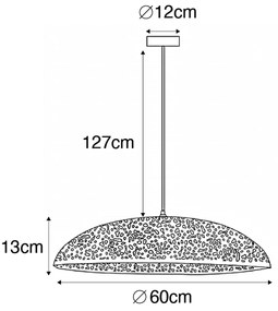 Orientálne závesné svietidlo čierne so zlatom 60 cm - Japke