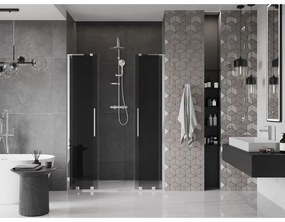 Mexen Velar L Duo, posuvné sprchové dvere do otvoru 140 cm, 8mm šedé sklo, chrómová, 871-140-003-42-01