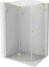 Mexen Lunar, L polkruhový výklopný sprchový kút 100 x 90 cm, 8mm číre sklo, zlatý matný profil, 833L-100L-090P-55-00