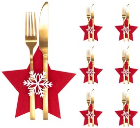 Vianočný obal na príbor Red Star 6 ks červený