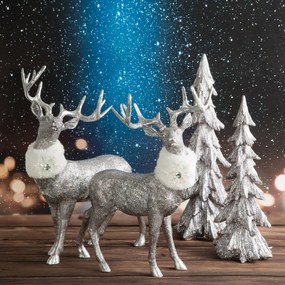 DEKORAČNÁ SOŠKA BUCK 36X52 CM STRIEBORNÁ