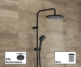 Hansgrohe Vernis Blend, Showerpipe 240 1jet EcoSmart 9 l, s termostatom, čierna matná, HAN-26428670