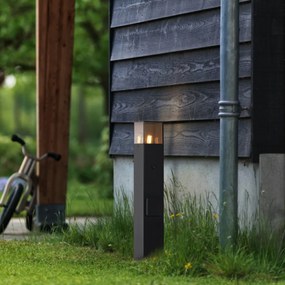 Moderné vonkajšie stĺpikové svietidlo čierne s dymovým sklom 50 cm so súmrakovým senzorom IP44 - Dánsko