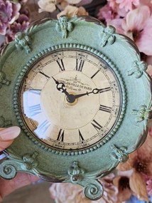 Zelené stolové hodiny v tvare kvetu Ville de Paris - 15*7*16 cm / 1*AA