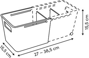 5Five® Úložný kôš EXTENS - M, béžový, nastaviteľný, s kolieskami, 27-38,5 × 15 × 15 cm