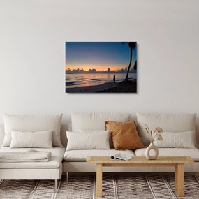 Sklenený obraz ženy na pláži (70x50 cm)