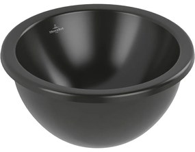 VILLEROY &amp; BOCH Loop &amp; Friends okrúhle umývadlo k zabudovaniu zospodu, bez otvoru, bez prepadu, priemer 330 mm, Ebony, s povrchom CeramicPlus, 4A5101S5