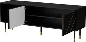 TV STOLÍK CAMILLO 3D ČIERNA + ZLATÁ 154 cm