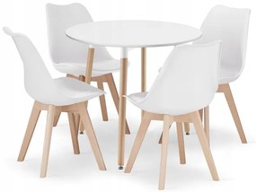 Jedálenský set 1+4, stôl KAMI 80x80 biely + stolička BALI MARK biela