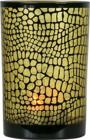 Hnedo čierny sklenený svietnik Croco na čajovú sviečku L - 12 * 12 * 18cm