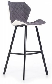 Barová stolička ANAKIN – látka, ekokoža, šedá / biela