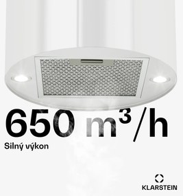 Klarstein Beretta, digestor, 35 cm, ostrovčekový, 650m³/h, LED, biely