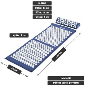 MAXXIVA 81654 Akupresúrna podložka s vankúšom, 130 x 50 cm, modrá