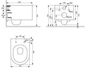Mereo Mereo, WC komplet pre sádrokartón s príslušenstvom, MER-MM02SETRA