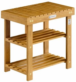 Lavica do predsiene s priestorom na topánky NINA, 50x30x46cm, prírodná hnedá Casaria