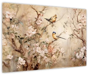 Obraz - Vintage maľba vtáčikov II. (90x60 cm)