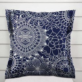 Biante Bavlnená obliečka na vankúš s lemom Sandra SA-273 Biele mandaly na tmavo modrom 40 x 60 cm