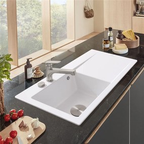 VILLEROY &amp; BOCH Junis Shower páková drezová batéria s výsuvným výtokom, 2jet, výška výtoku 112 mm, oceľ nerezová kartáčovaná, 928100LC