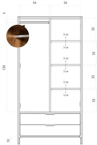 Šatníková skriňa z dubového dreva v prírodnej farbe 90x188 cm Twig – The Beds