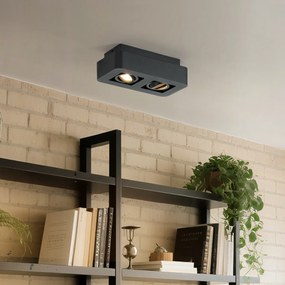 Zaoblené prisadené bodové svietidlo čierne 2-svetlá otočné a naklápacie - Dox